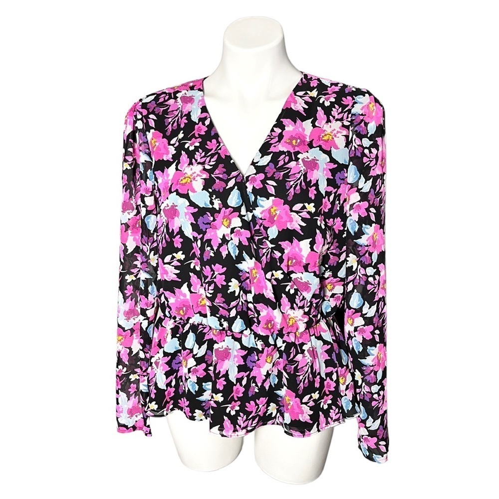 Bar III Serenity Boutique Blouse Floral Peplum Blouse New With Tags Size Large